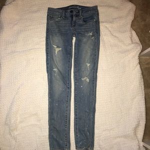 American Eagle glitter skinny jeans 0R